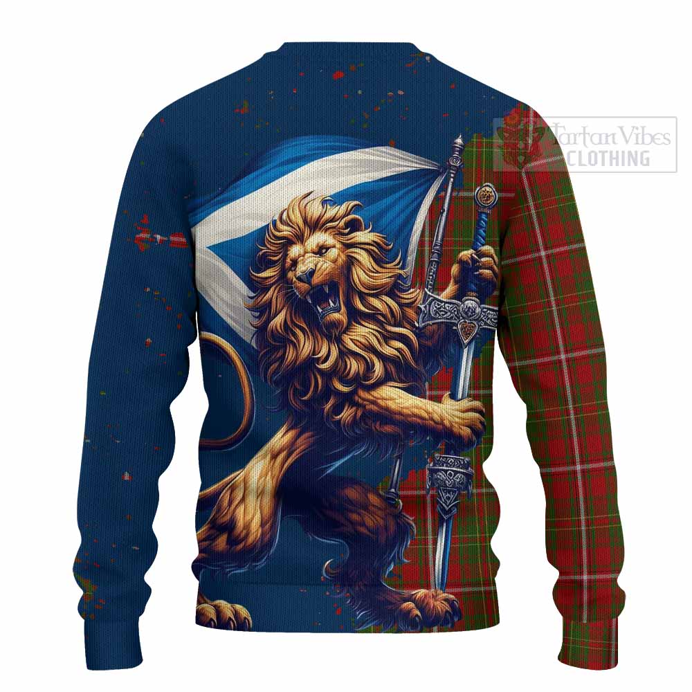 Tartan Vibes Clothing Hay Tartan Family Crest Knitted Sweater with Scottish Majestic Lion