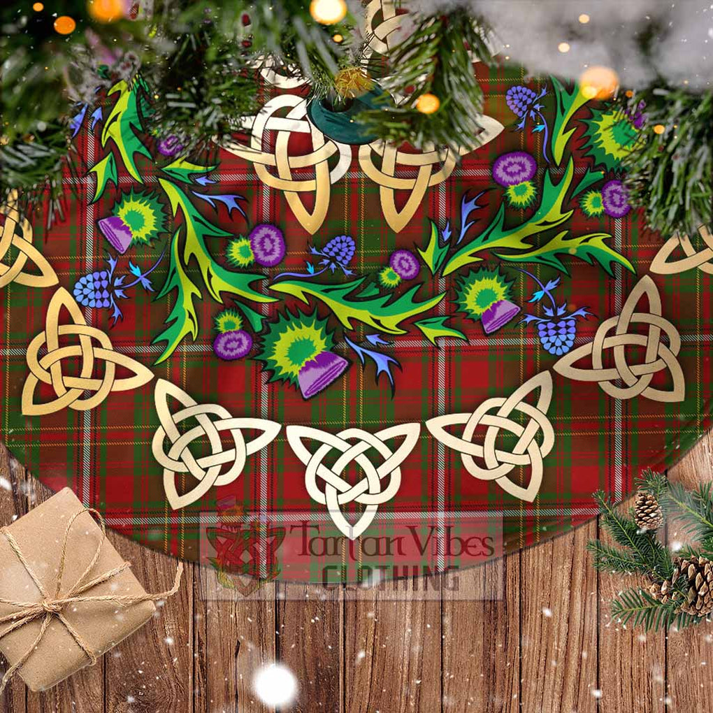 Tartan Vibes Clothing Hay Tartan Christmas Tree Skirt with Thistle Celtic Knot Style