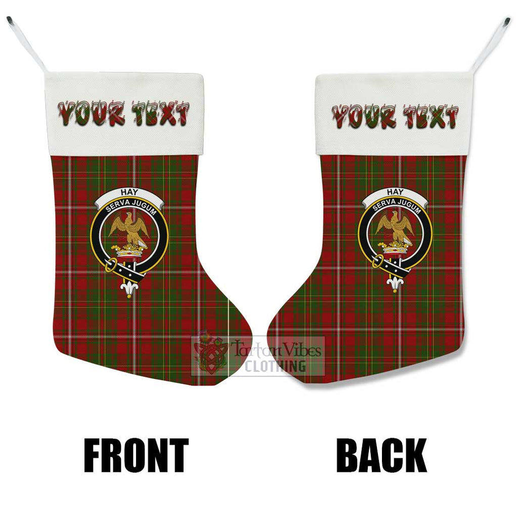 Tartan Vibes Clothing Hay Tartan Family Crest Christmas Stocking with Personalized Text