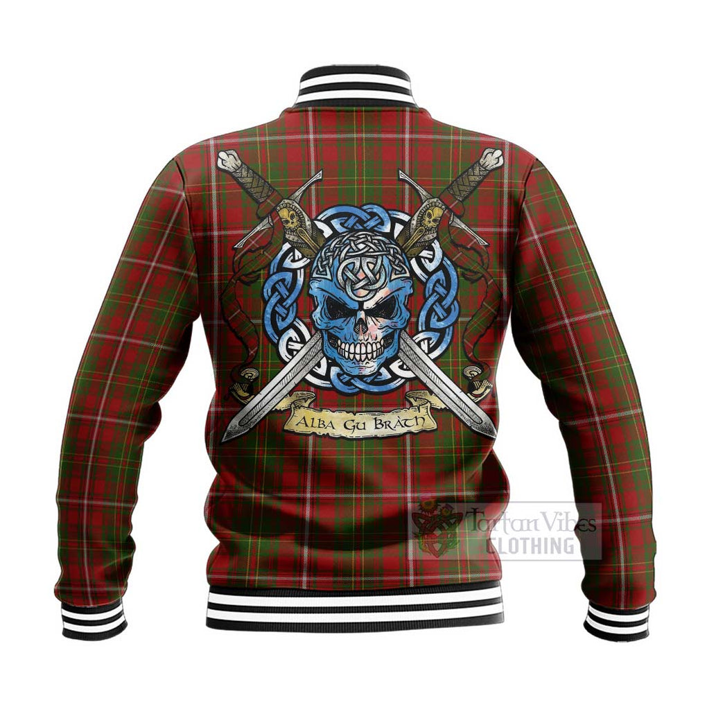 Tartan Vibes Clothing Hay Tartan Baseball Jacket with Family Crest Celtic Skull Style