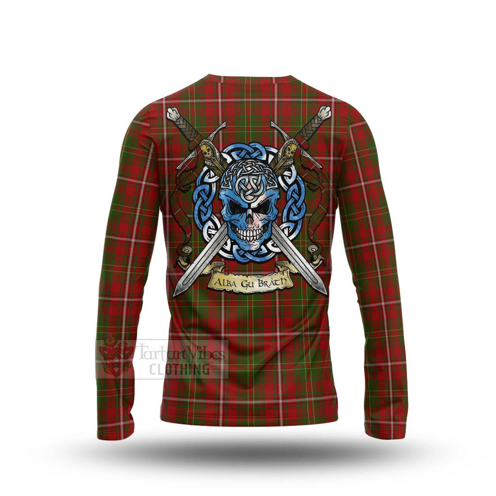 Tartan Vibes Clothing Hay Tartan Long Sleeve T-Shirt with Family Crest Celtic Skull Style