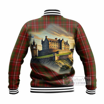 Hay Tartan Family Crest Baseball Jacket with Scottish Ancient Castle Style - Tartan Vibes Clothing