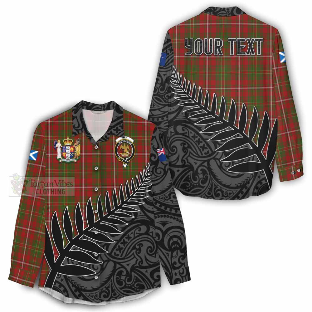 Tartan Vibes Clothing Hay Crest Tartan Women's Casual Shirt with New Zealand Silver Fern Half Style