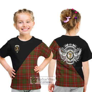 Hay Tartan Kid T-Shirt with Family Crest and Military Logo Style