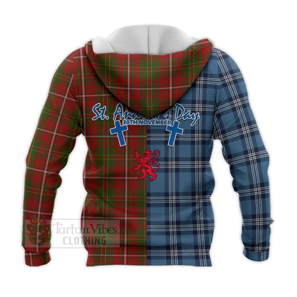 Tartan Vibes Clothing Hay Tartan Knitted Hoodie Happy St. Andrew's Day Half Tartan Style