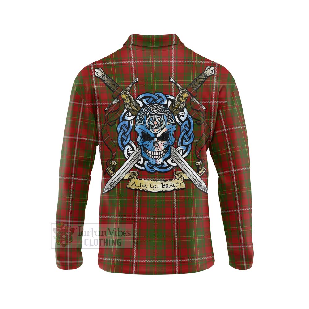 Tartan Vibes Clothing Hay Tartan Long Sleeve Polo Shirt with Family Crest Celtic Skull Style