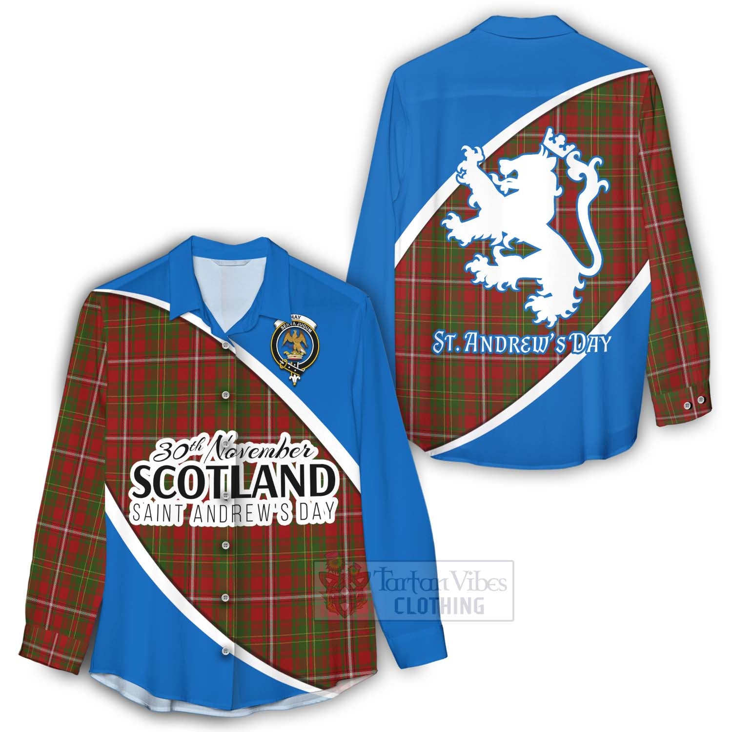 Tartan Vibes Clothing Hay Family Crest Tartan Women's Casual Shirt Celebrate Saint Andrew's Day in Style