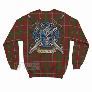 Hay Tartan Sweatshirt with Family Crest Celtic Skull Style