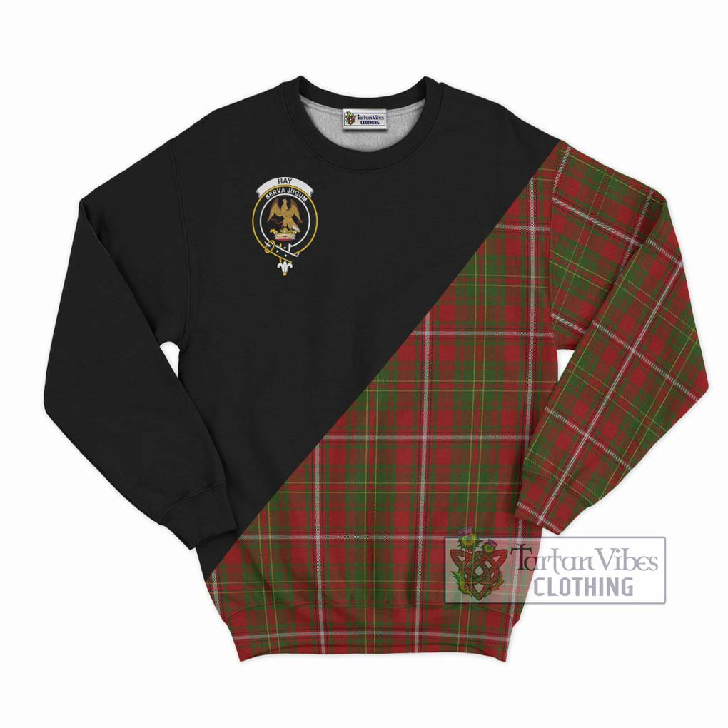 Hay Tartan Sweatshirt with Family Crest and Military Logo Style - Tartanvibesclothing Shop