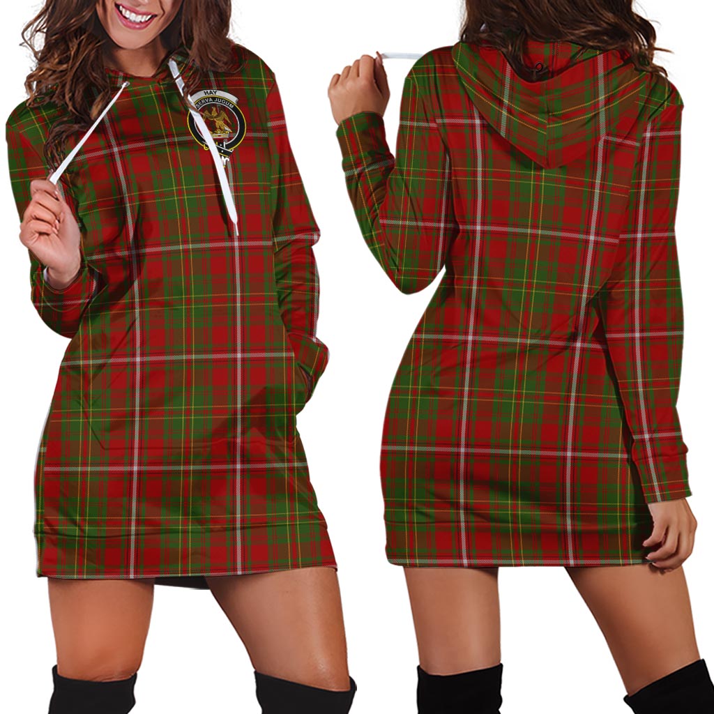 Hay Tartan Hoodie Dress with Family Crest - Tartan Vibes Clothing