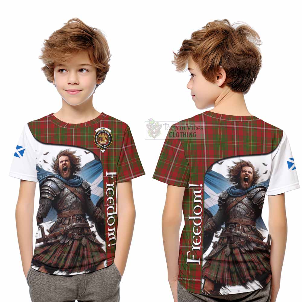 Tartan Vibes Clothing Hay Crest Tartan Kid T-Shirt Inspired by the Freedom of Scottish Warrior