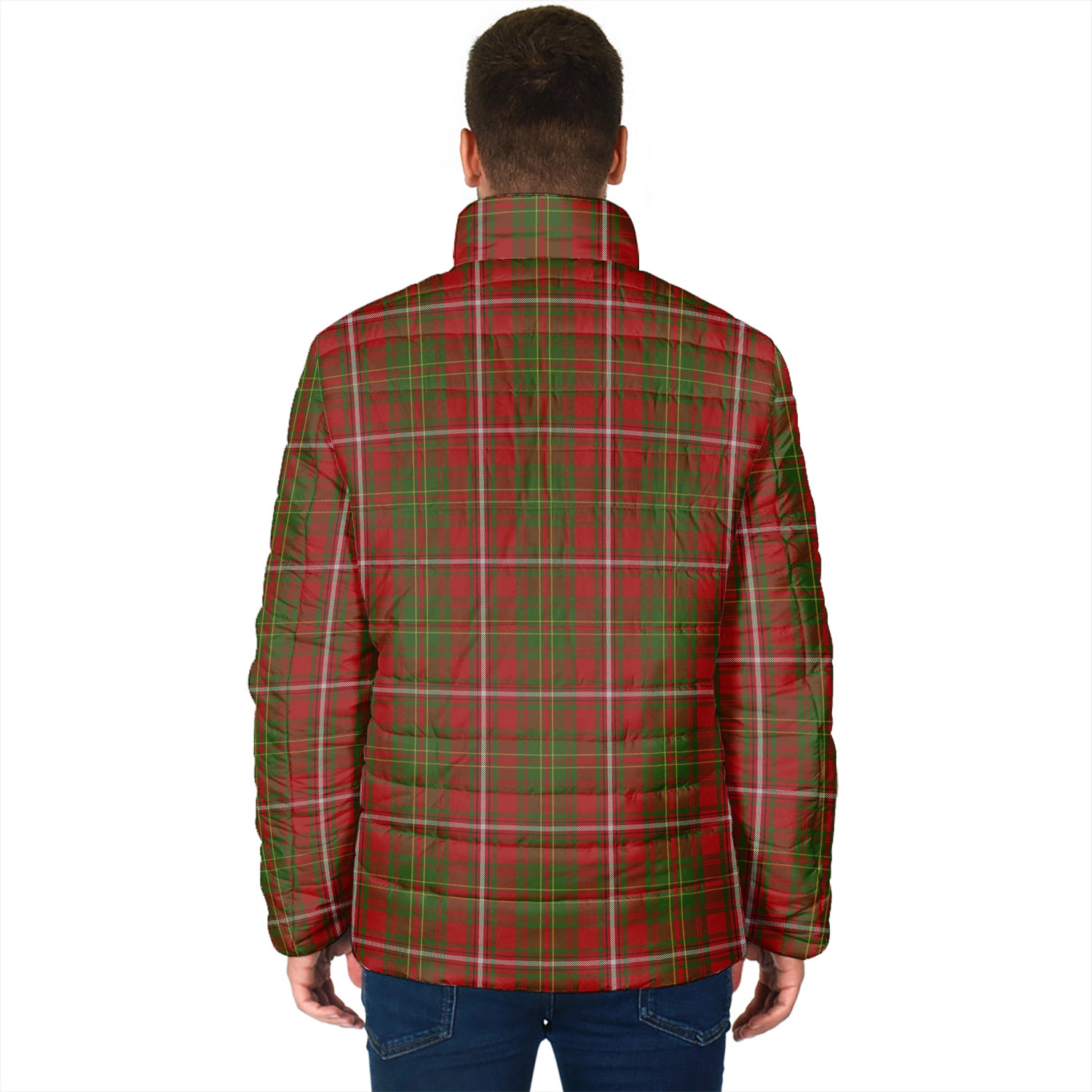 Hay Tartan Padded Jacket with Family Crest - Tartanvibesclothing