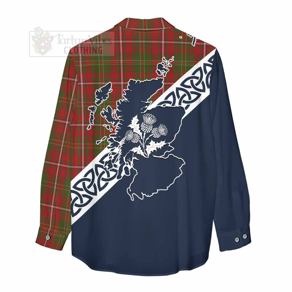 Tartan Vibes Clothing Hay Tartan Women's Casual Shirt Featuring Thistle and Scotland Map