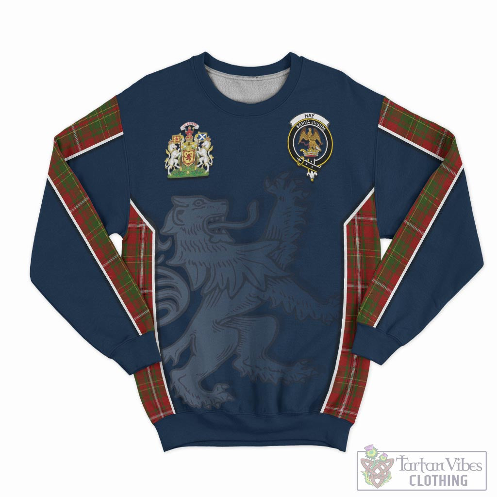 Tartan Vibes Clothing Hay Tartan Sweater with Family Crest and Lion Rampant Vibes Sport Style