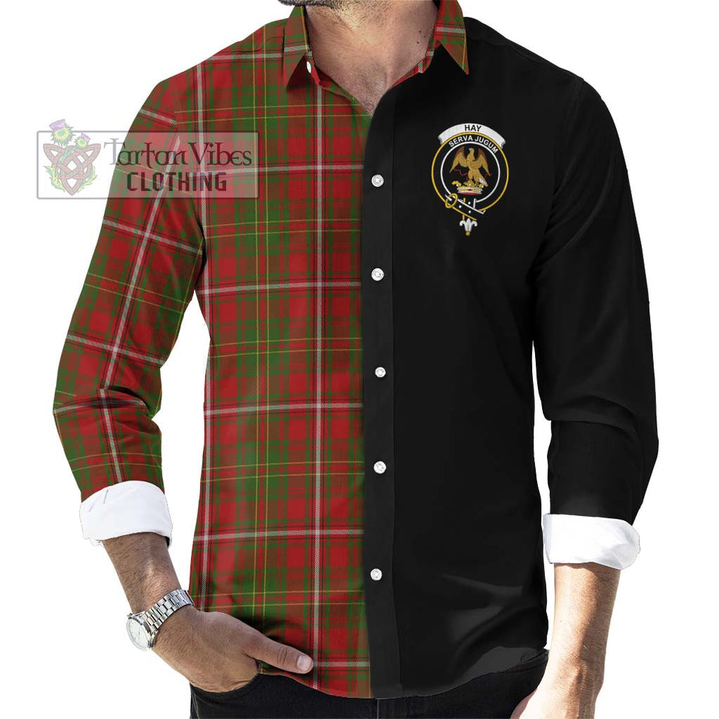 Hay Tartan Long Sleeve Button Shirt with Family Crest and Half Of Me Style - Tartanvibesclothing Shop