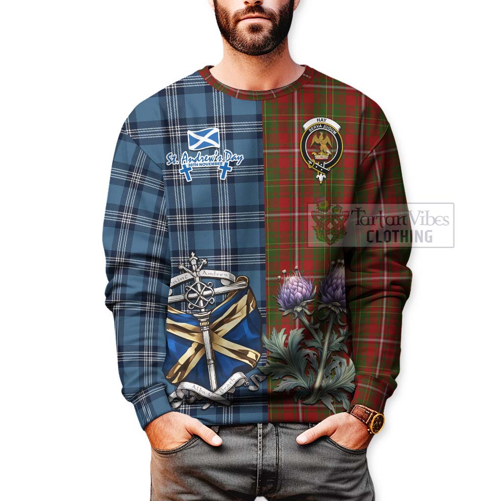 Tartan Vibes Clothing Hay Tartan Sweatshirt Happy St. Andrew's Day Half Tartan Style