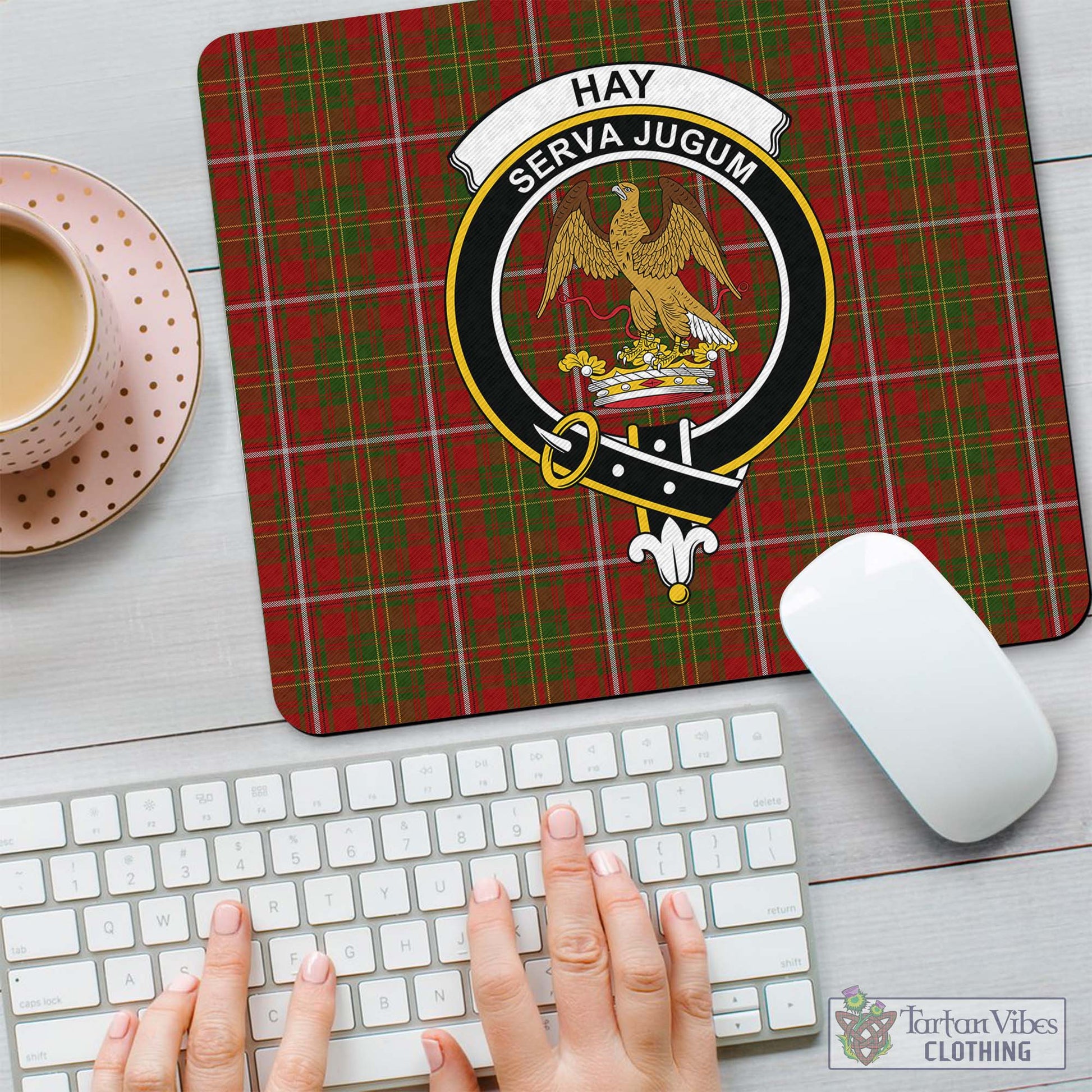 Tartan Vibes Clothing Hay Tartan Mouse Pad with Family Crest