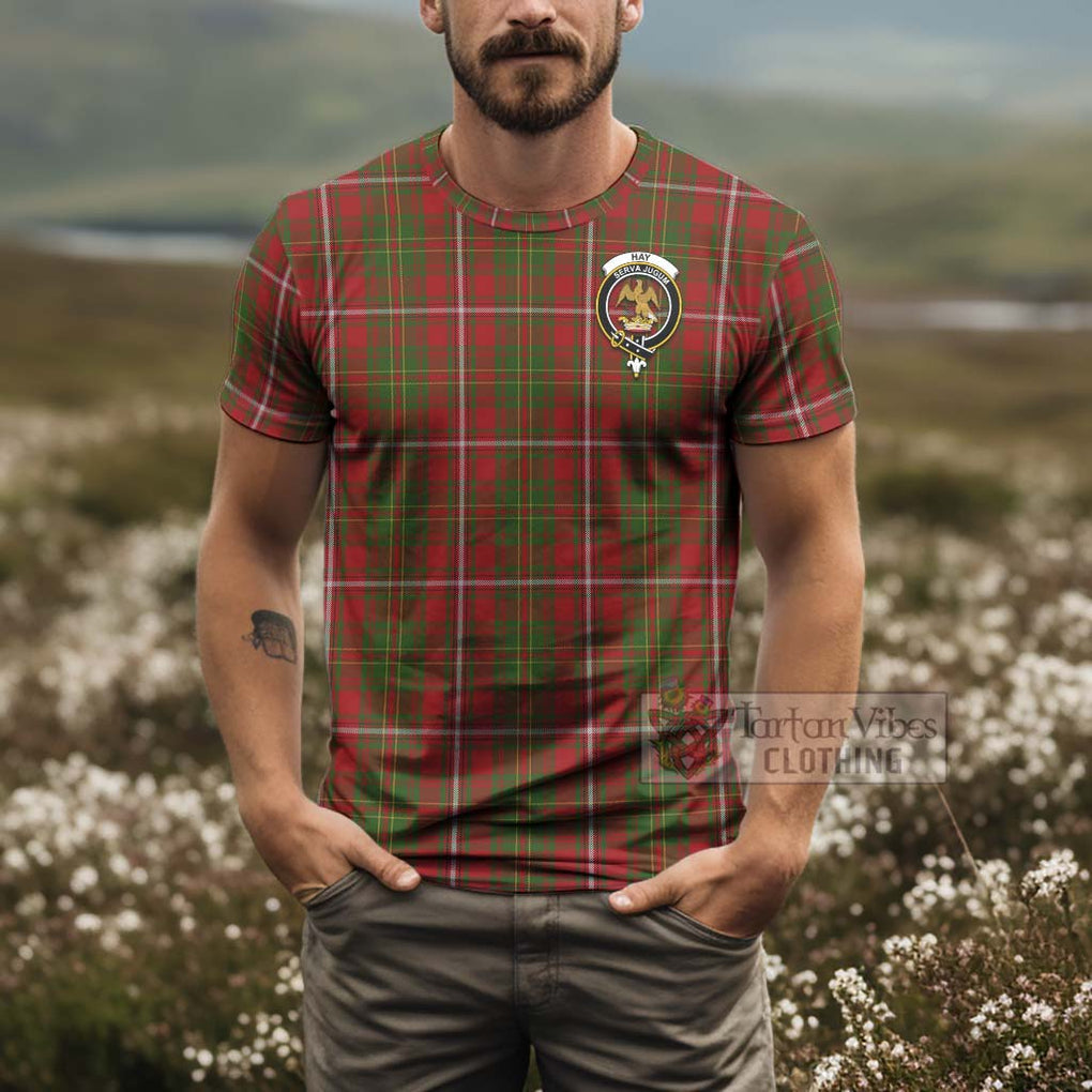 Tartan Vibes Clothing Hay Tartan T-Shirt with Family Crest and Bearded Skull Holding Bottles of Whiskey