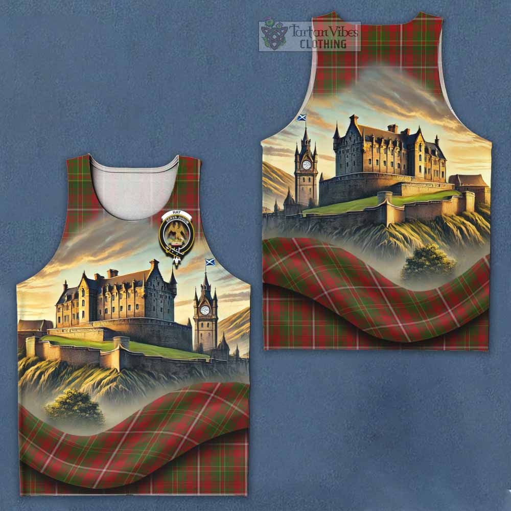 Hay Tartan Family Crest Men's Tank Top with Scottish Ancient Castle Style - Tartan Vibes Clothing