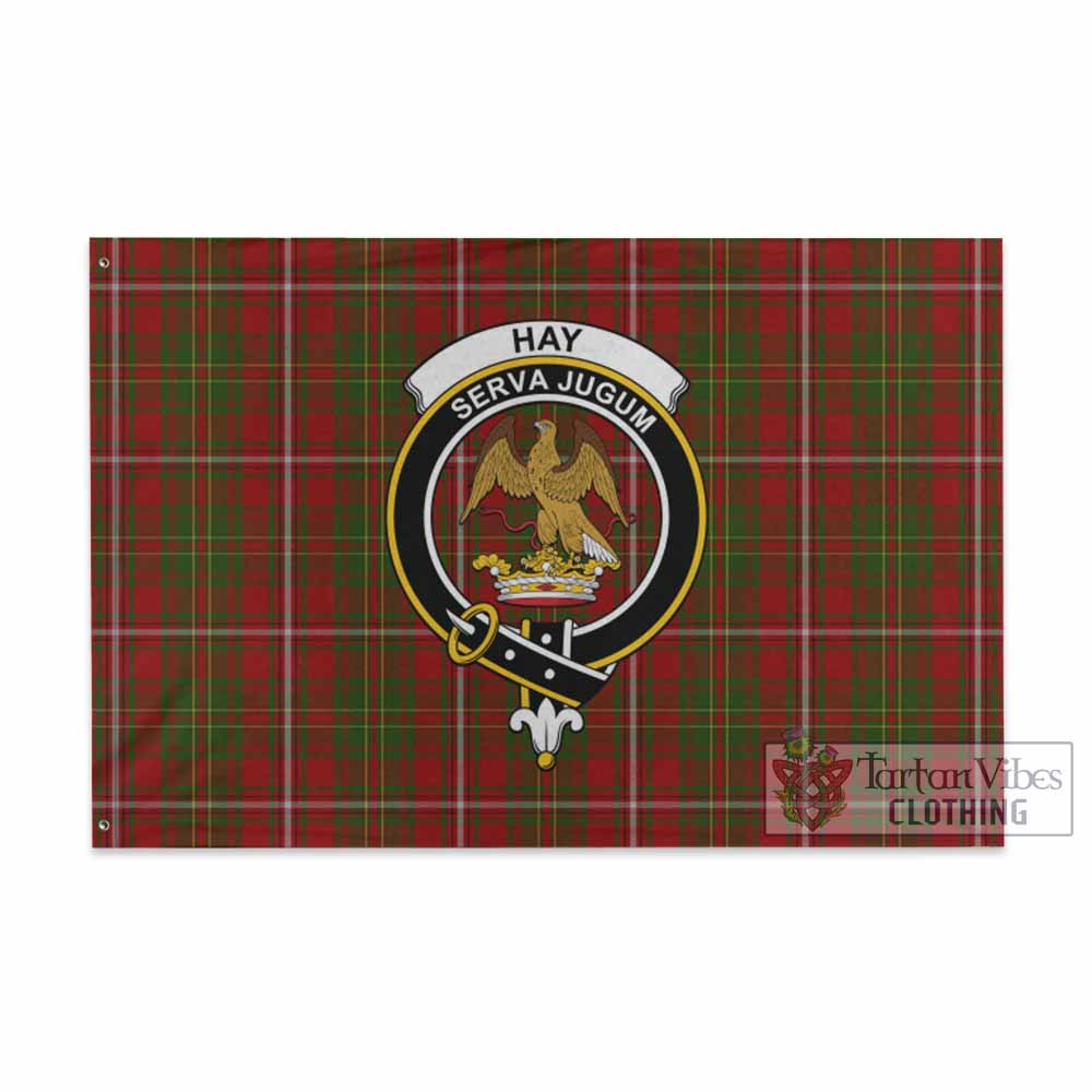 Tartan Vibes Clothing Hay Tartan House Flag with Family Crest