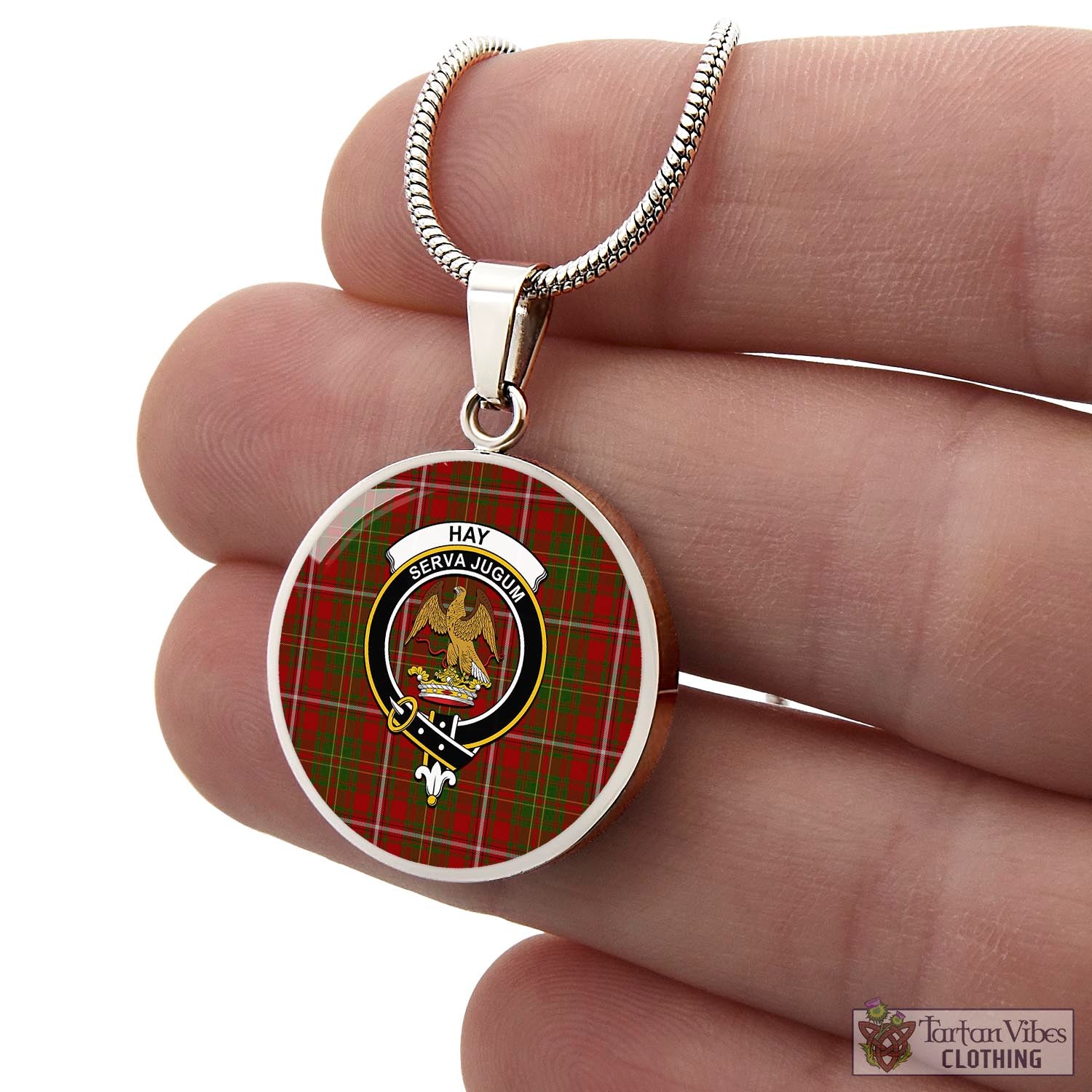 Tartan Vibes Clothing Hay Tartan Circle Necklace with Family Crest