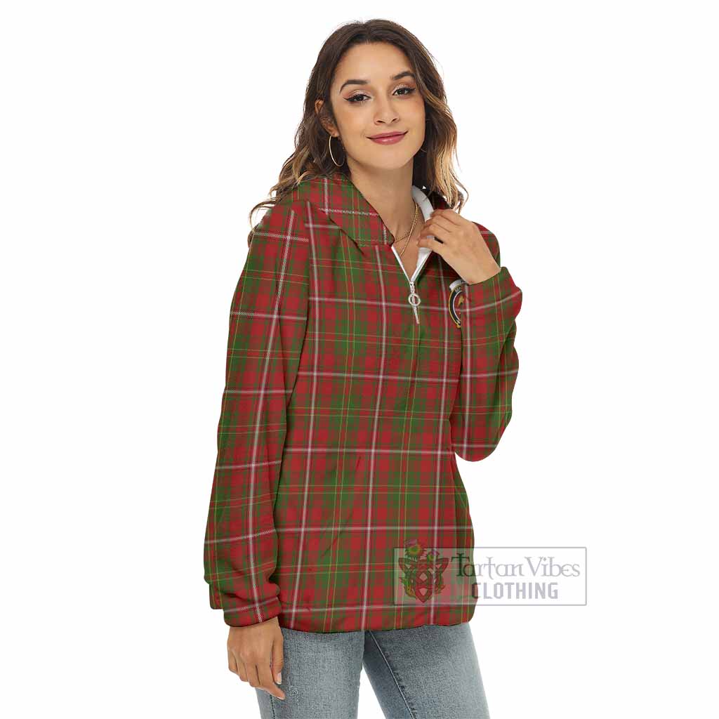 Tartan Vibes Clothing Hay Tartan Crest Women's Borg  Half Zip Fleece Hoodie