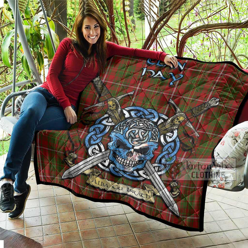 Tartan Vibes Clothing Hay Tartan Quilt with Celtic Skull Alba Gu Brath Style