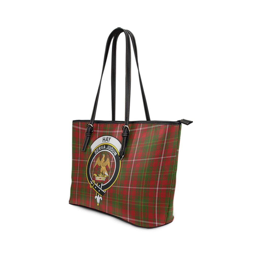 Hay Tartan Leather Tote Bag with Family Crest - Tartan Vibes Clothing