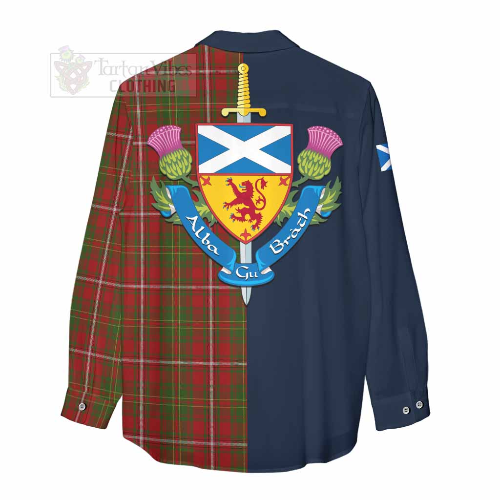 Tartan Vibes Clothing Hay Tartan Women's Casual Shirt Alba with Scottish Lion Royal Arm Half Style