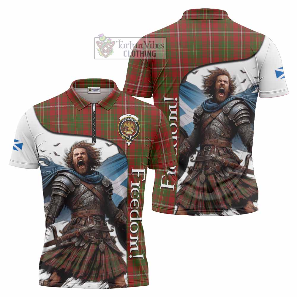 Tartan Vibes Clothing Hay Crest Tartan Zipper Polo Shirt Inspired by the Freedom of Scottish Warrior