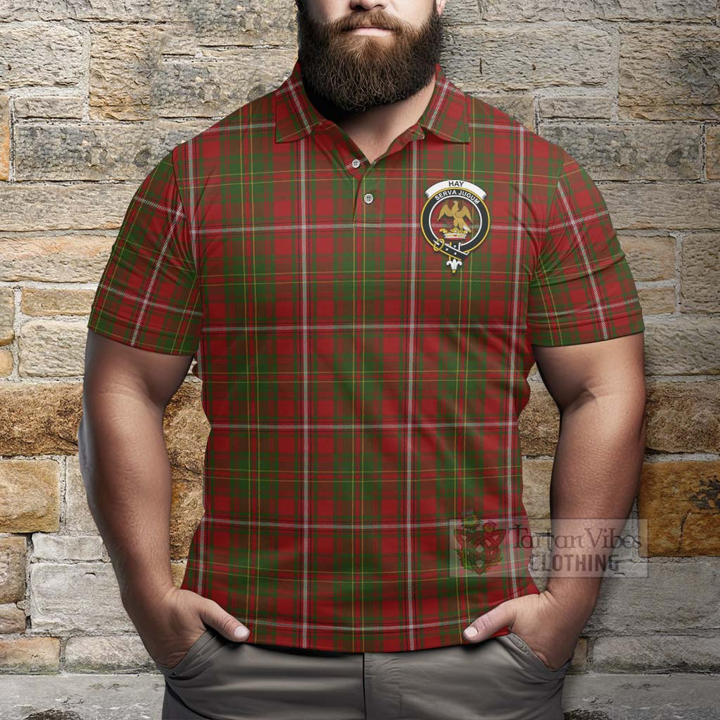 Tartan Vibes Clothing Hay Tartan Polo Shirt with Family Crest and Bearded Skull Holding Bottles of Whiskey