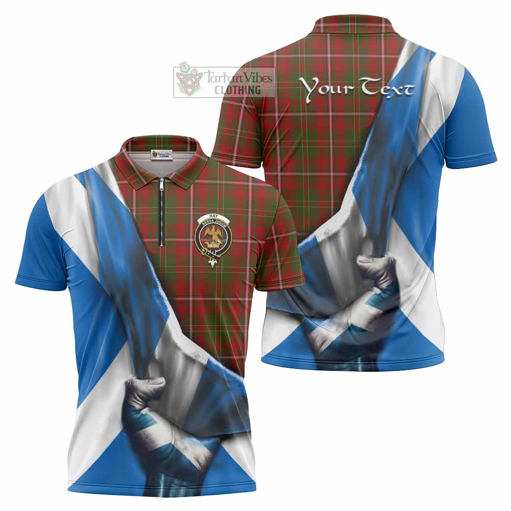 Tartan Vibes Clothing Hay Tartan Zipper Polo Shirt with Family Crest Scotland Patriotic Style