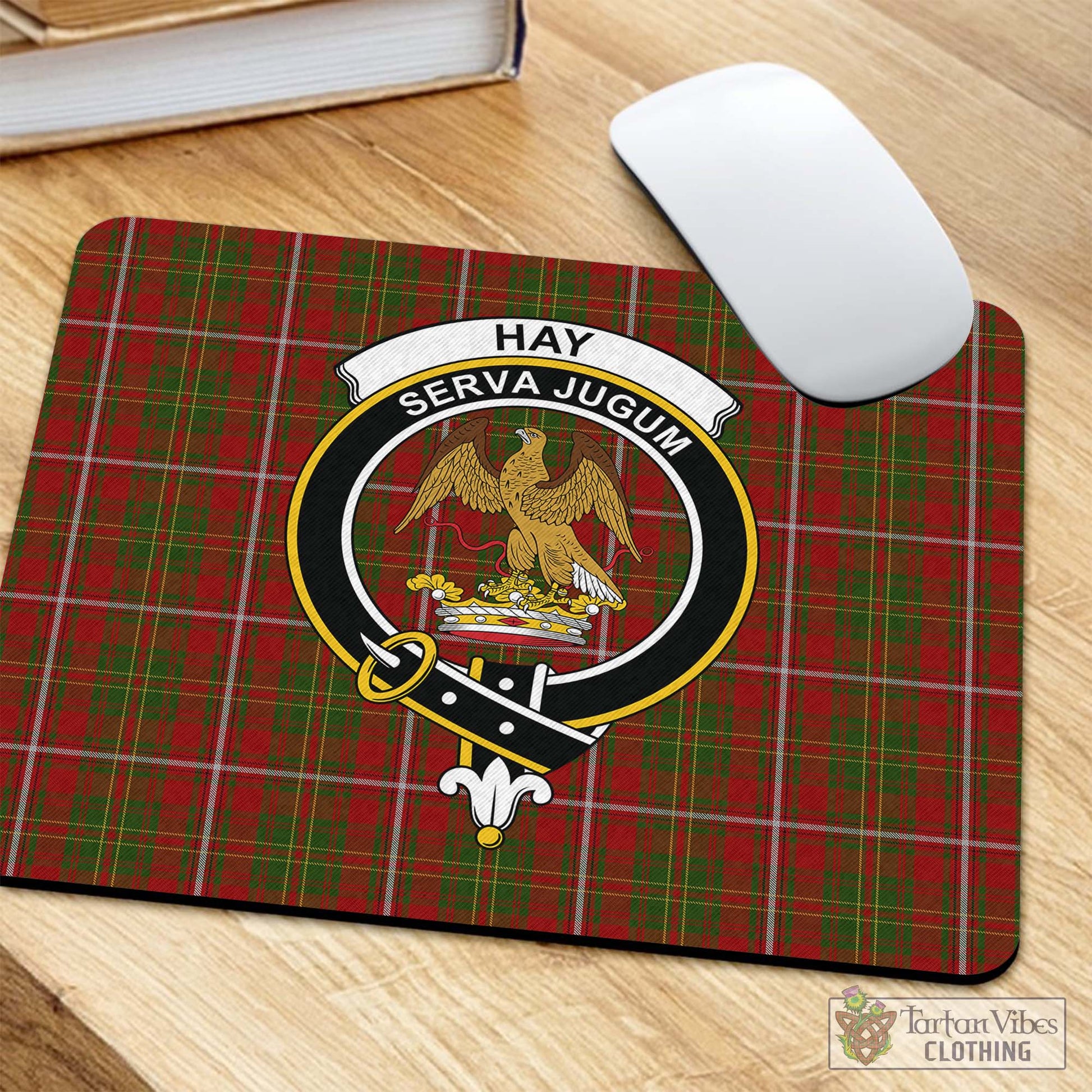 Tartan Vibes Clothing Hay Tartan Mouse Pad with Family Crest