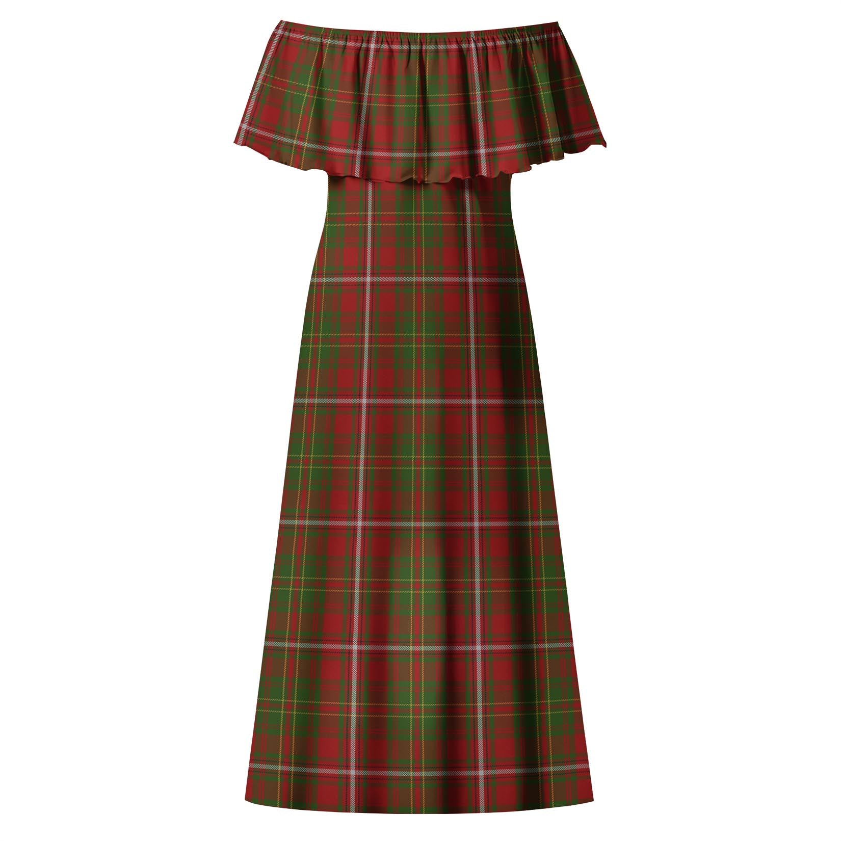 Hay Tartan Off Shoulder Long Dress - Tartanvibesclothing