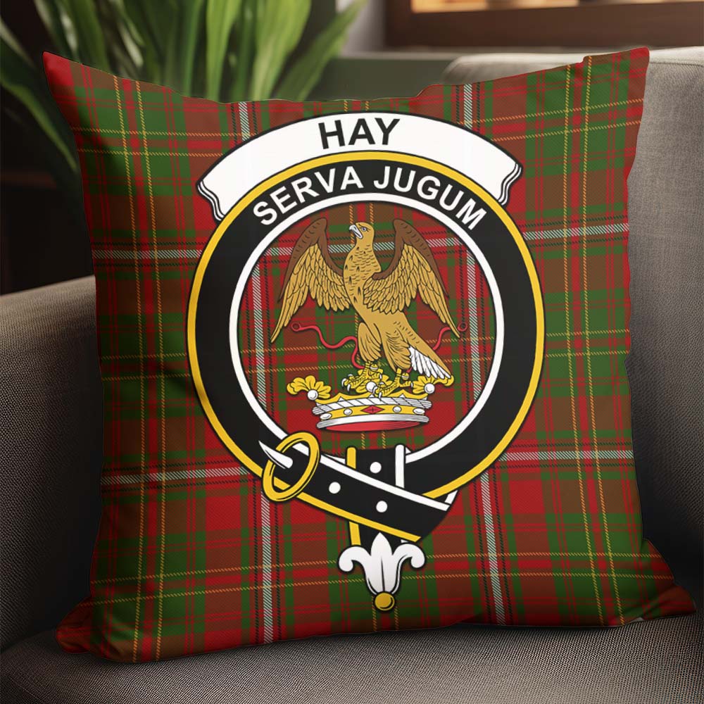 Hay Tartan Pillow Cover with Family Crest - Tartanvibesclothing