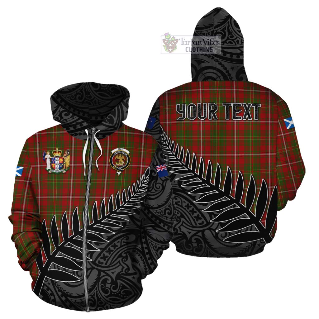 Tartan Vibes Clothing Hay Crest Tartan Cotton Hoodie with New Zealand Silver Fern Half Style