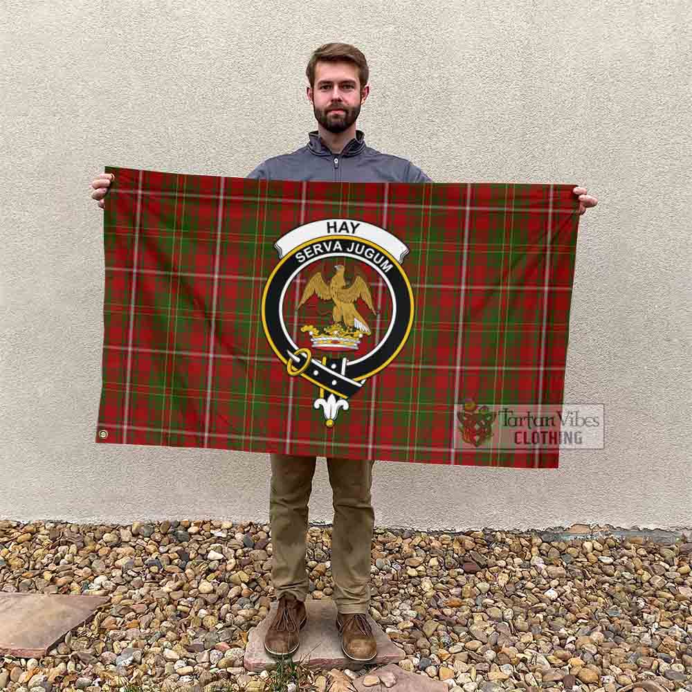 Tartan Vibes Clothing Hay Tartan House Flag with Family Crest