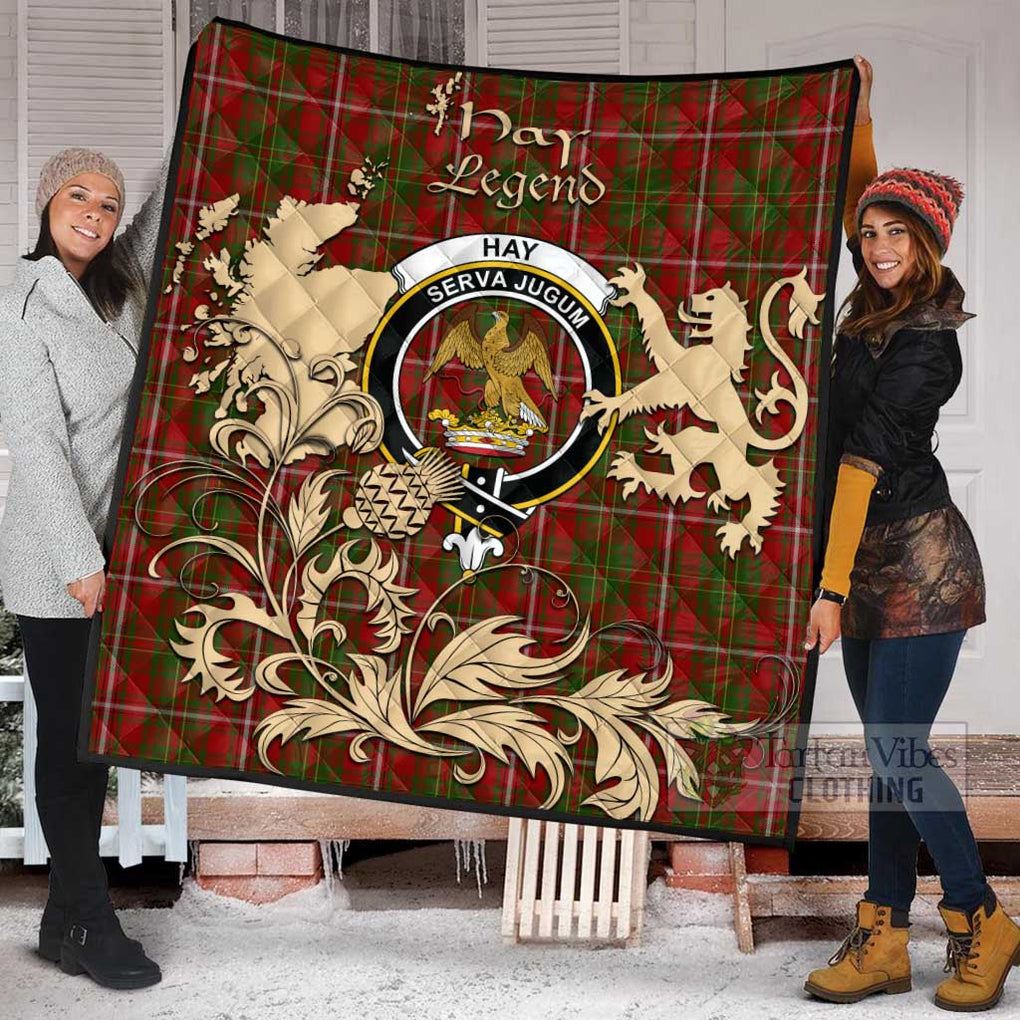 Tartan Vibes Clothing Hay Tartan Quilt with Family Crest and Scottish Symbol Style