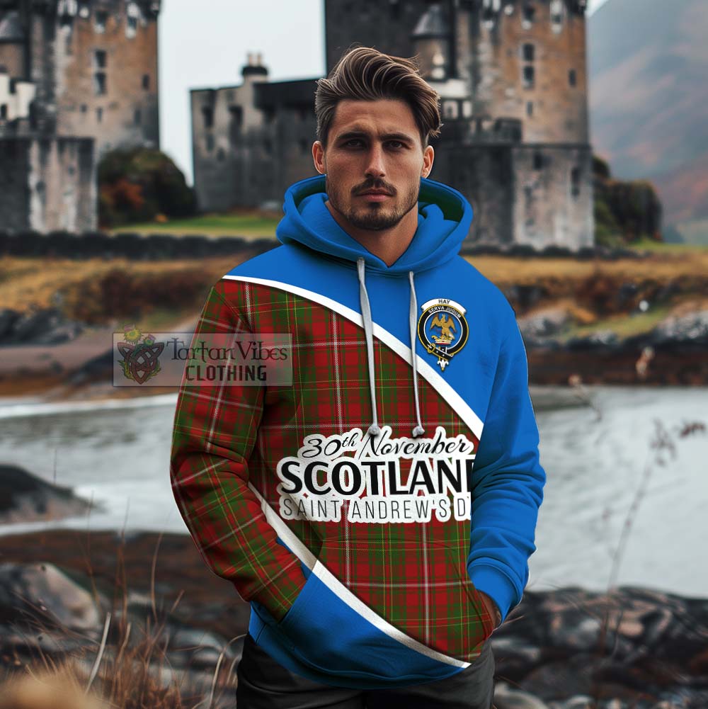 Tartan Vibes Clothing Hay Family Crest Tartan Cotton Hoodie Celebrate Saint Andrew's Day in Style