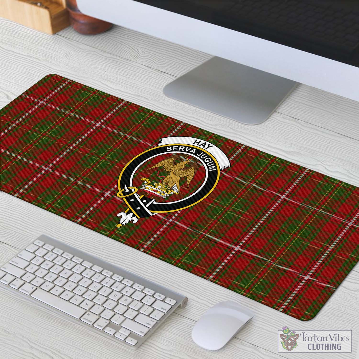 Tartan Vibes Clothing Hay Tartan Mouse Pad with Family Crest