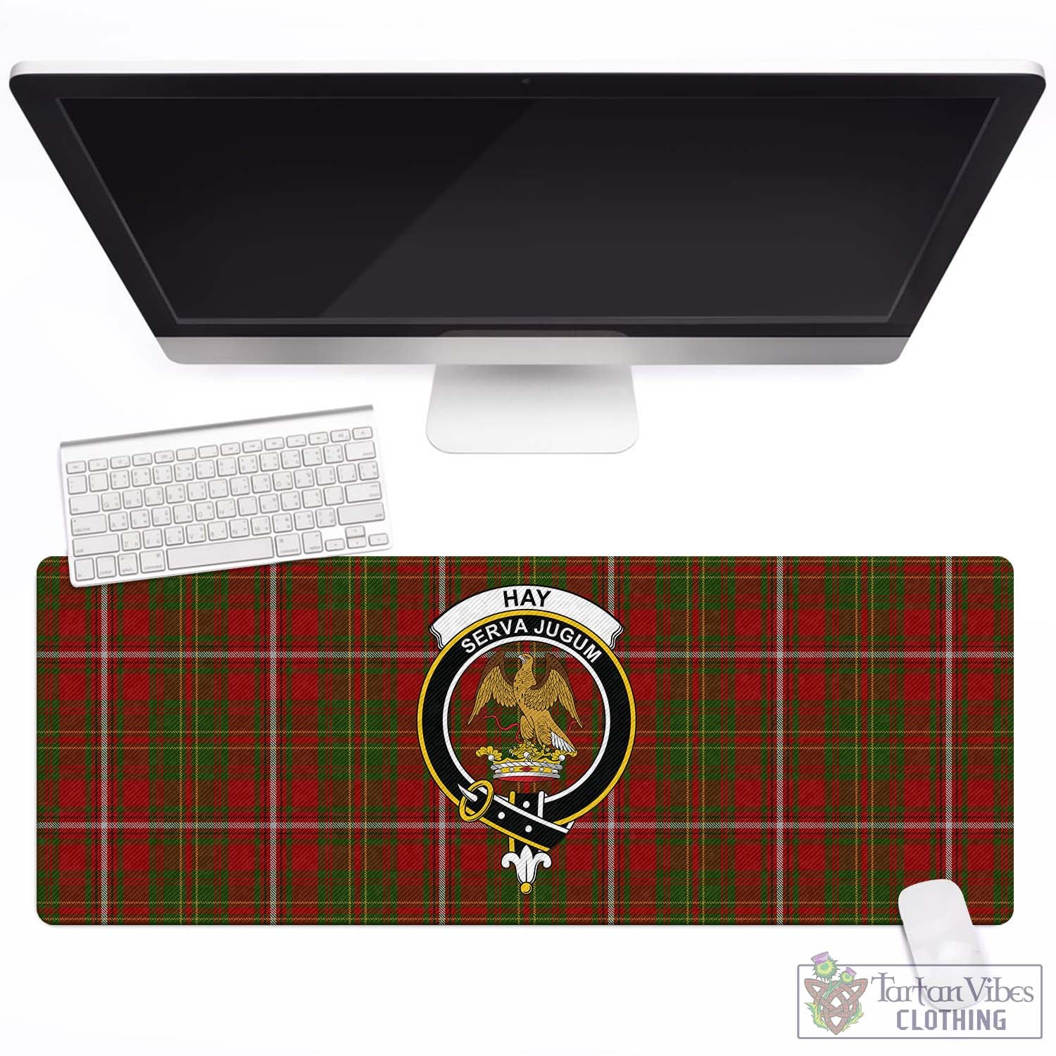 Tartan Vibes Clothing Hay Tartan Mouse Pad with Family Crest