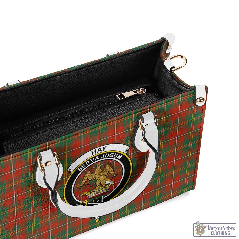 Tartan Vibes Clothing Hay Ancient Tartan Luxury Leather Handbags with Family Crest