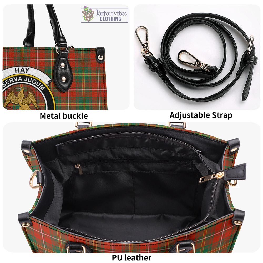 Tartan Vibes Clothing Hay Ancient Tartan Luxury Leather Handbags with Family Crest