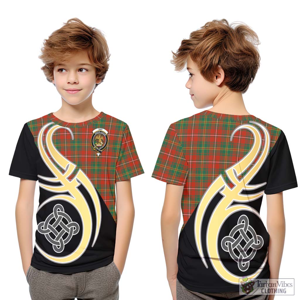 Hay Ancient Tartan Kid T-Shirt with Family Crest and Celtic Symbol Style Youth XL Size14 - Tartan Vibes Clothing