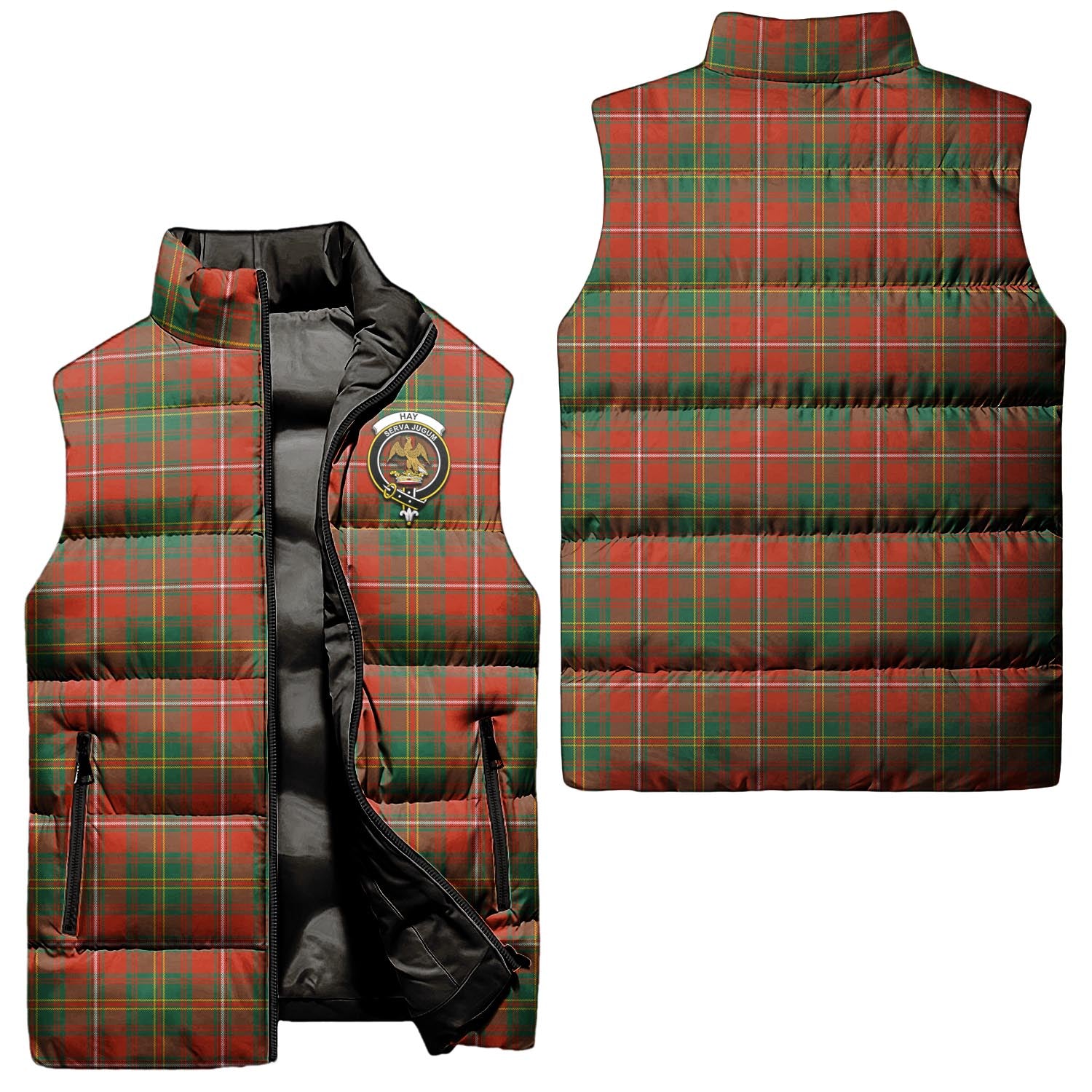 Hay Ancient Tartan Sleeveless Puffer Jacket with Family Crest Unisex - Tartanvibesclothing