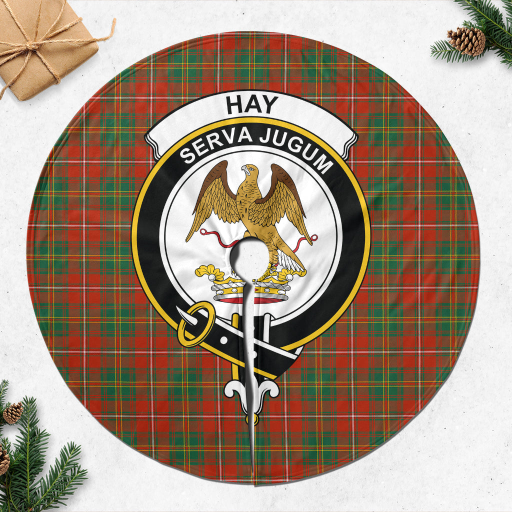 Hay Ancient Tartan Christmas Tree Skirt with Family Crest - Tartanvibesclothing