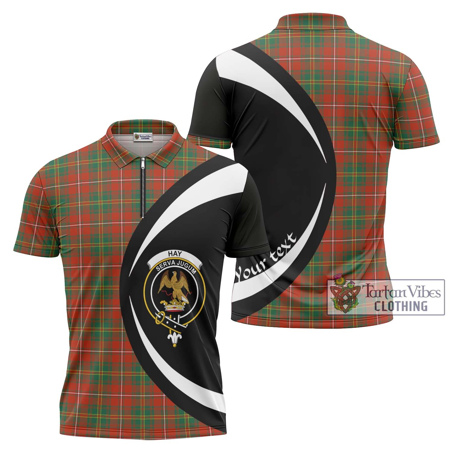 Tartan Vibes Clothing Hay Ancient Tartan Zipper Polo Shirt with Family Crest Circle Style