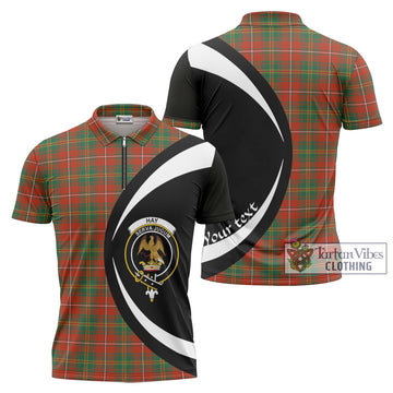 Hay Ancient Tartan Zipper Polo Shirt with Family Crest Circle Style