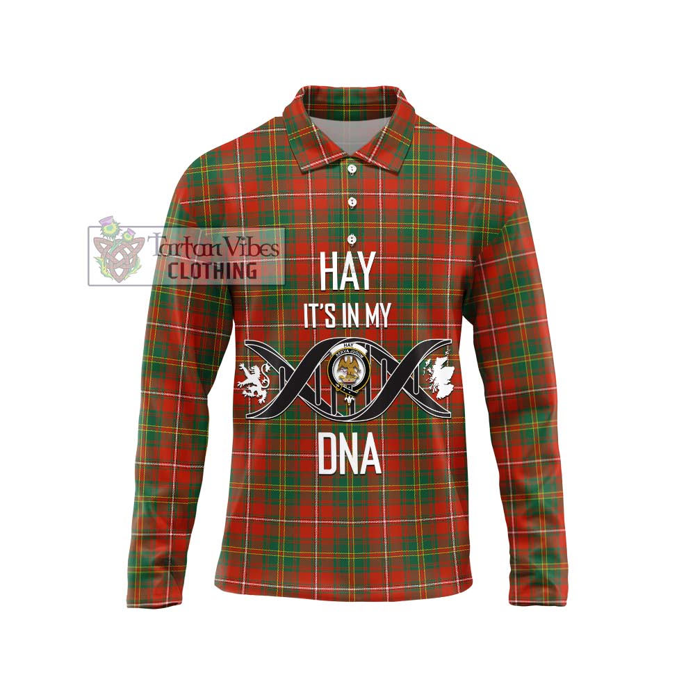 Hay Ancient Tartan Long Sleeve Polo Shirt with Family Crest DNA In Me Style Unisex - Tartanvibesclothing Shop