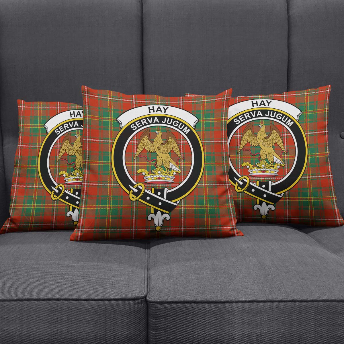 Hay Ancient Tartan Pillow Cover with Family Crest Square Pillow Cover - Tartanvibesclothing